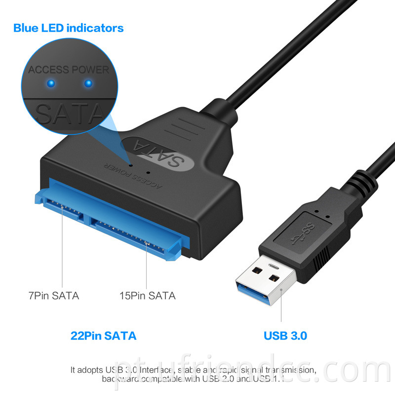 Função de componentes eletrônicos de USB 3.0 a 3,5 "SSD SATA para USB 3.0 Cabo de conversor adaptador 3.5 SATA USB CABO